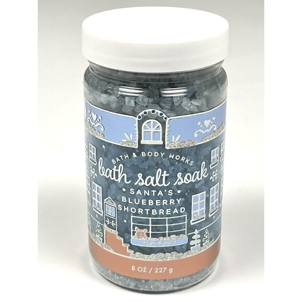 BATH & BODY WORKS 8oz Santa's Blueberry Shortbread BATH SALT SOAK Salts NIP NEW